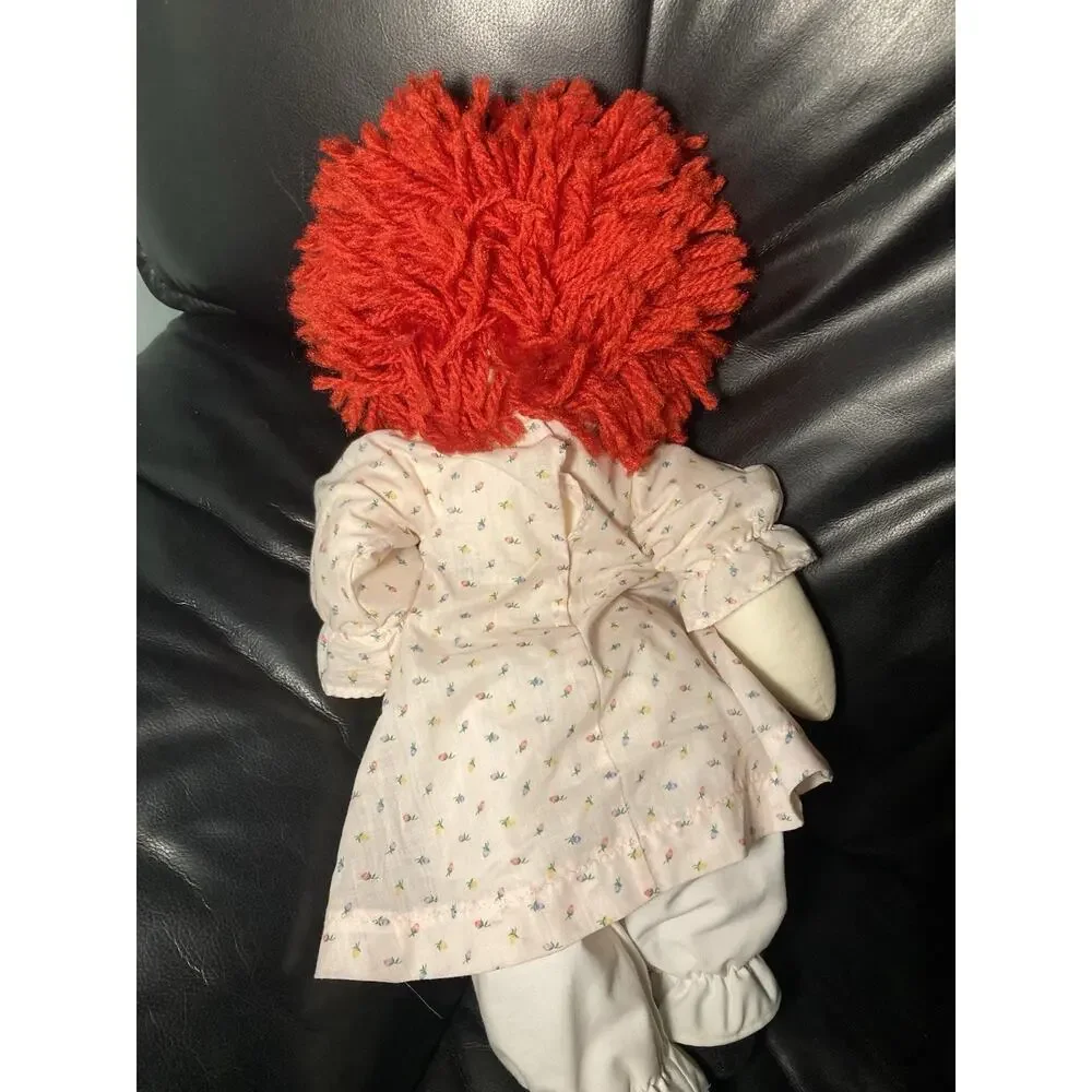 Vintage Handmade Cloth‎ Raggedy Ann Doll with Stitched Eyes Nose Mouth 19”